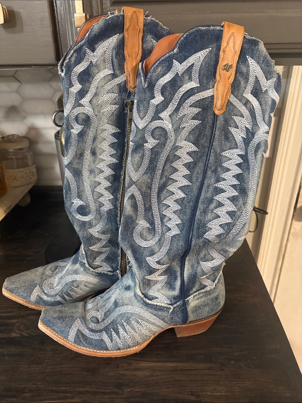 Dan Post Denim Darling Blue Embroidered Western Women’s cowboy boots